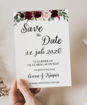 Save The date A5 classic rose bryllup