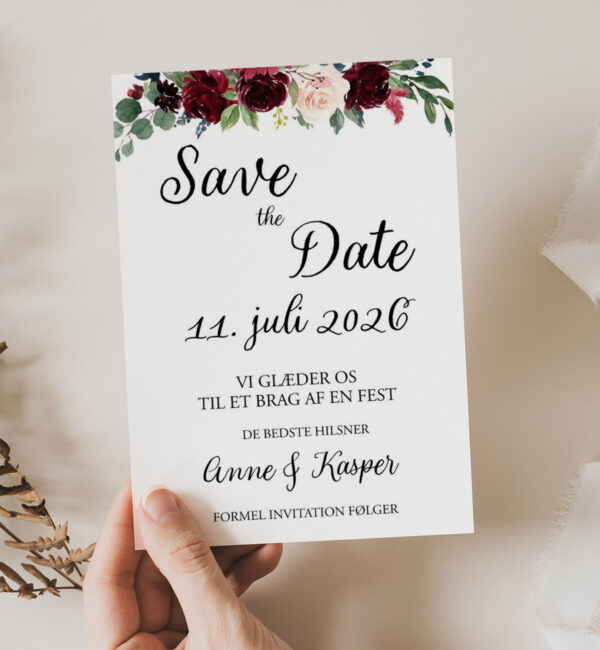 Save The date A5 classic rose bryllup