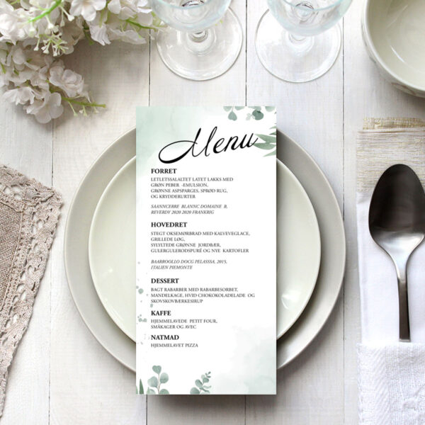 Floral Green menu